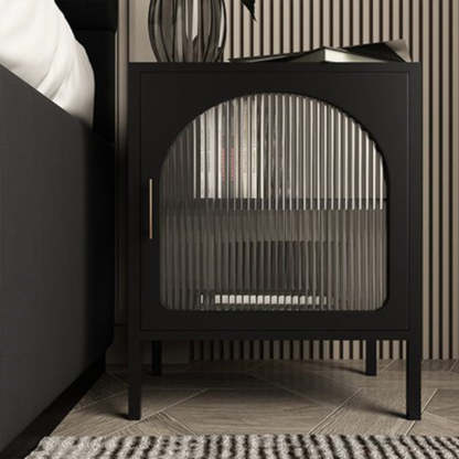 Nordic Striped Glass Iron 2-Tier Nightstand