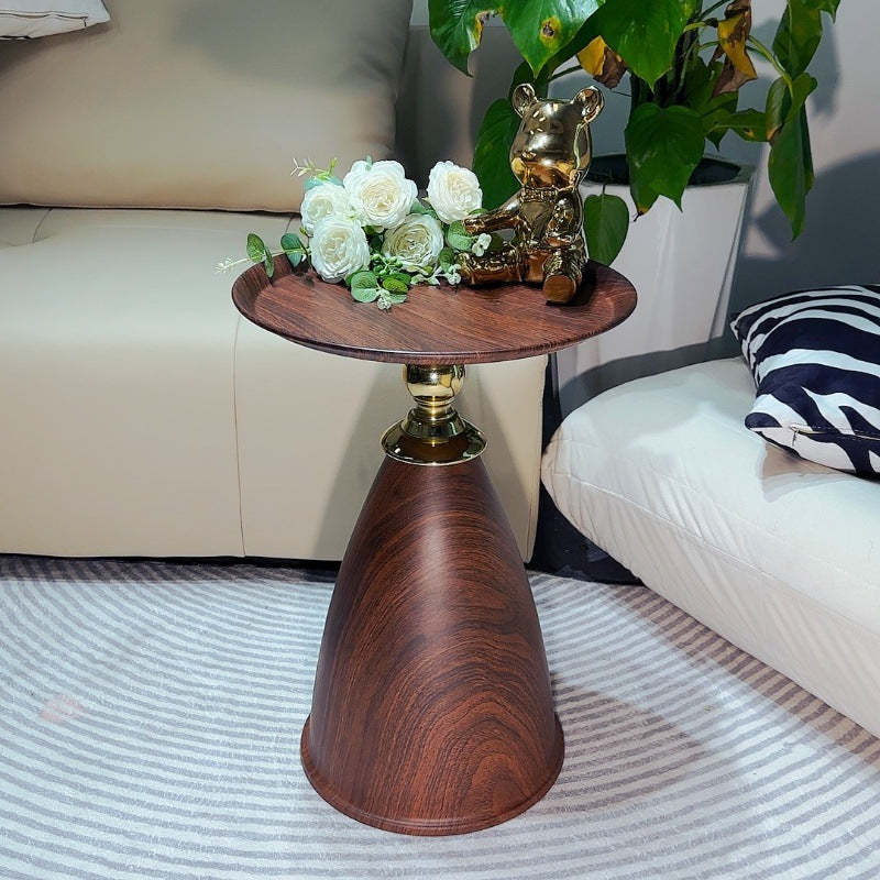 Contemporary Carbon Steel Flat Round 1-Tier End Table — C