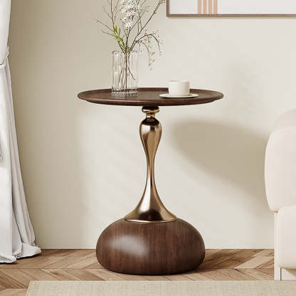 Contemporary Carbon Steel Flat Round 1-Tier End Table