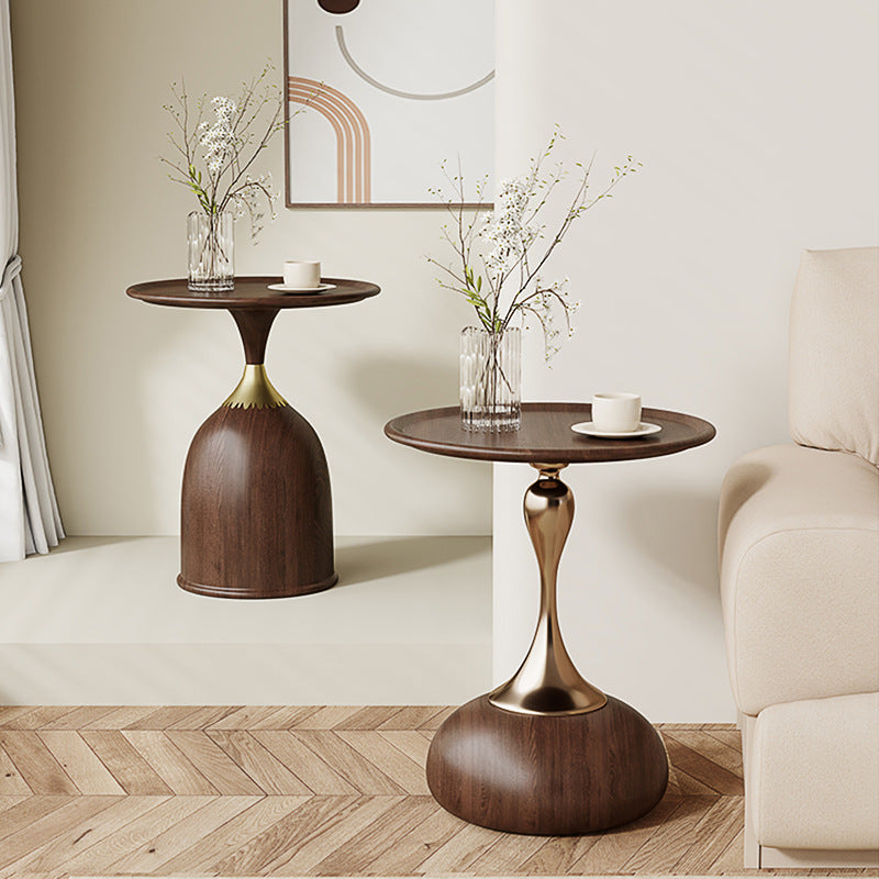 Contemporary Carbon Steel Flat Round 1-Tier End Table — A
