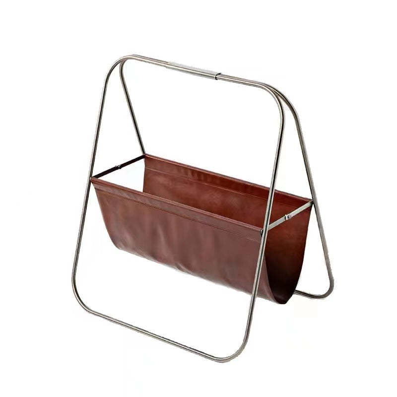 Retro Stainless Steel Leather Triangle Foldable Bookshelves
