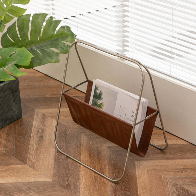 Retro Stainless Steel Leather Triangle Foldable Bookshelves