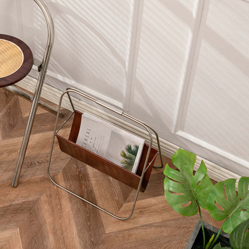 Retro Stainless Steel Leather Triangle Foldable Bookshelves