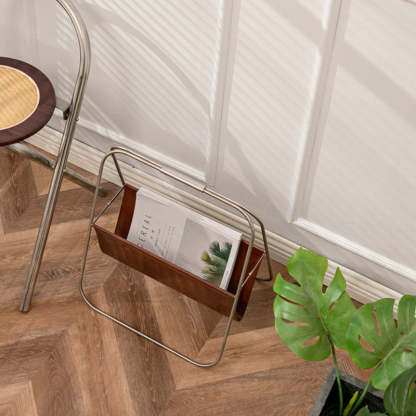 Retro Stainless Steel Leather Triangle Foldable Bookshelves