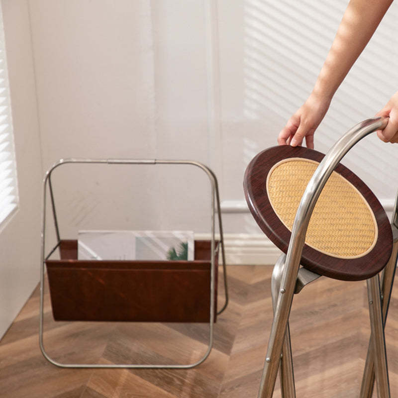 Retro Stainless Steel Leather Triangle Foldable Bookshelves
