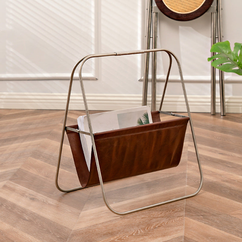 Retro Stainless Steel Leather Triangle Foldable Bookshelves