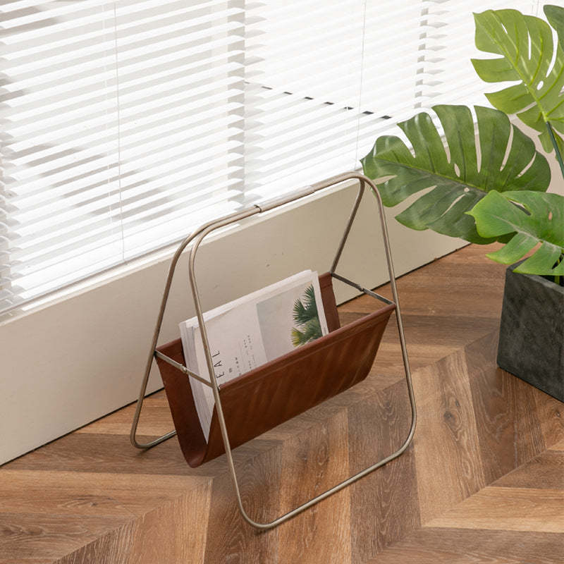 Retro Stainless Steel Leather Triangle Foldable Bookshelves
