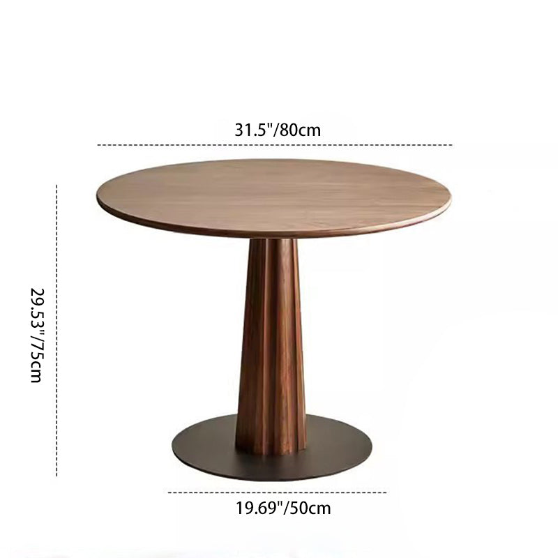Retro Column Walnut Carbon Steel Dining Table for 2-11 — Walnut
