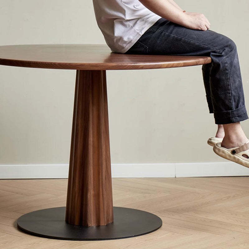 Retro Column Walnut Carbon Steel Dining Table for 2-11 — Oak