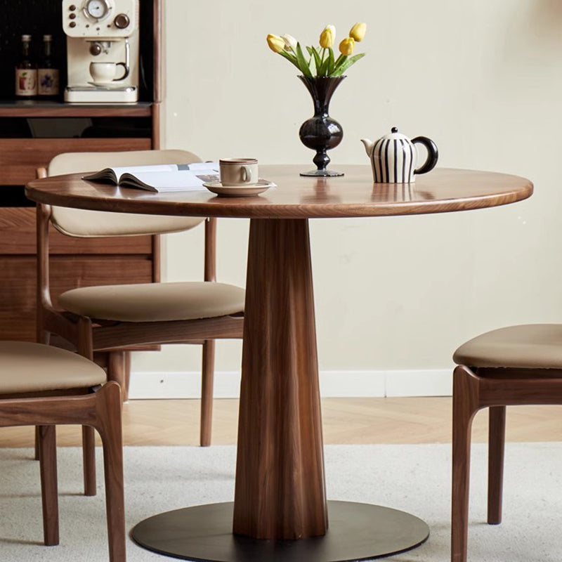 Retro Column Walnut Carbon Steel Dining Table for 2-11 — Cherry Wood