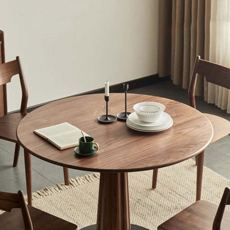 Retro Column Walnut Carbon Steel Dining Table for 2-11 — Oak