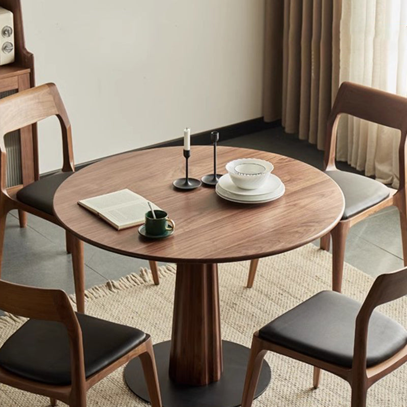 Retro Column Walnut Carbon Steel Dining Table for 2-11 — Walnut