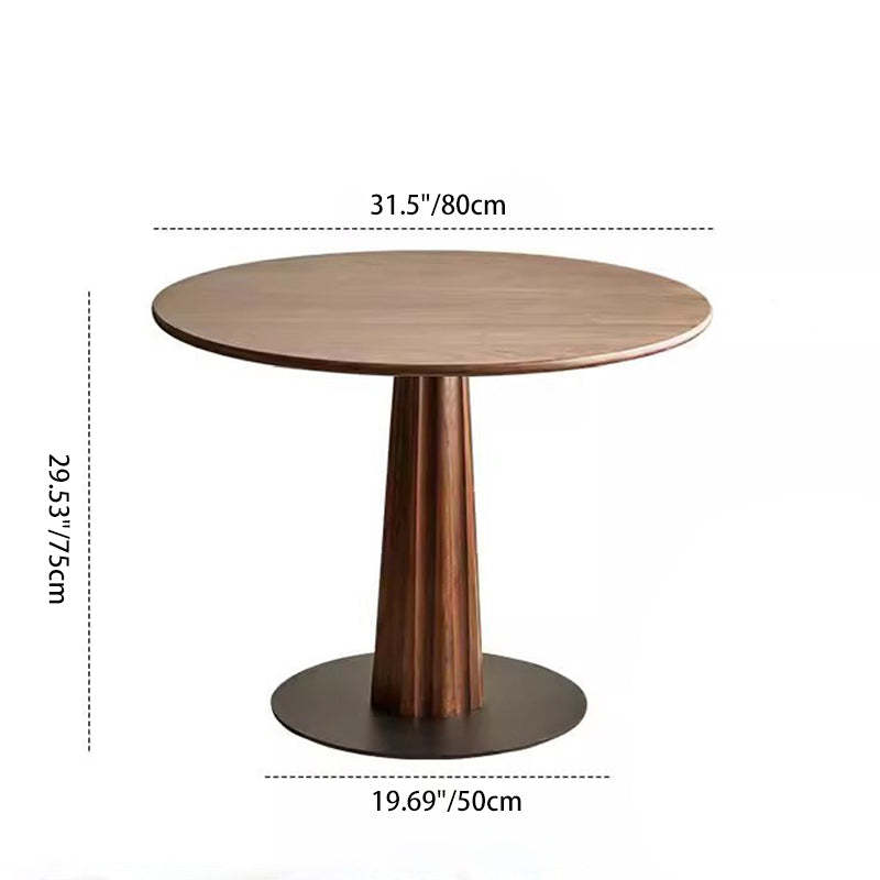 Retro Column Walnut Carbon Steel Dining Table for 2-11 — Walnut