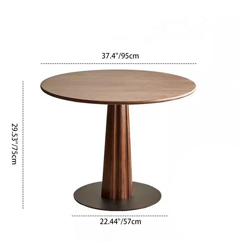 Retro Column Walnut Carbon Steel Dining Table for 2-11 — Cherry Wood