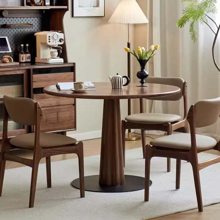 Retro Column Walnut Carbon Steel Dining Table for 2-11 — Oak