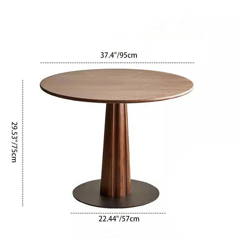 Retro Column Walnut Carbon Steel Dining Table for 2-11 — Cherry Wood