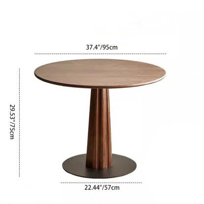 Retro Column Walnut Carbon Steel Dining Table for 2-11 — Cherry Wood