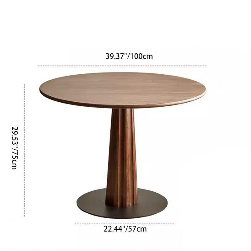 Retro Column Walnut Carbon Steel Dining Table for 2-11 — Oak