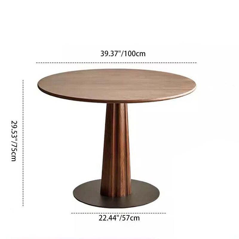 Retro Column Walnut Carbon Steel Dining Table for 2-11 — Oak