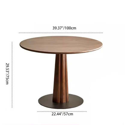 Retro Column Walnut Carbon Steel Dining Table for 2-11 — Oak