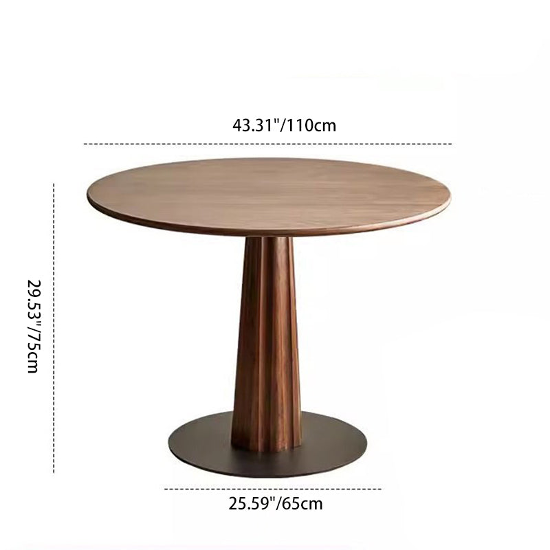 Retro Column Walnut Carbon Steel Dining Table for 2-11 — Walnut