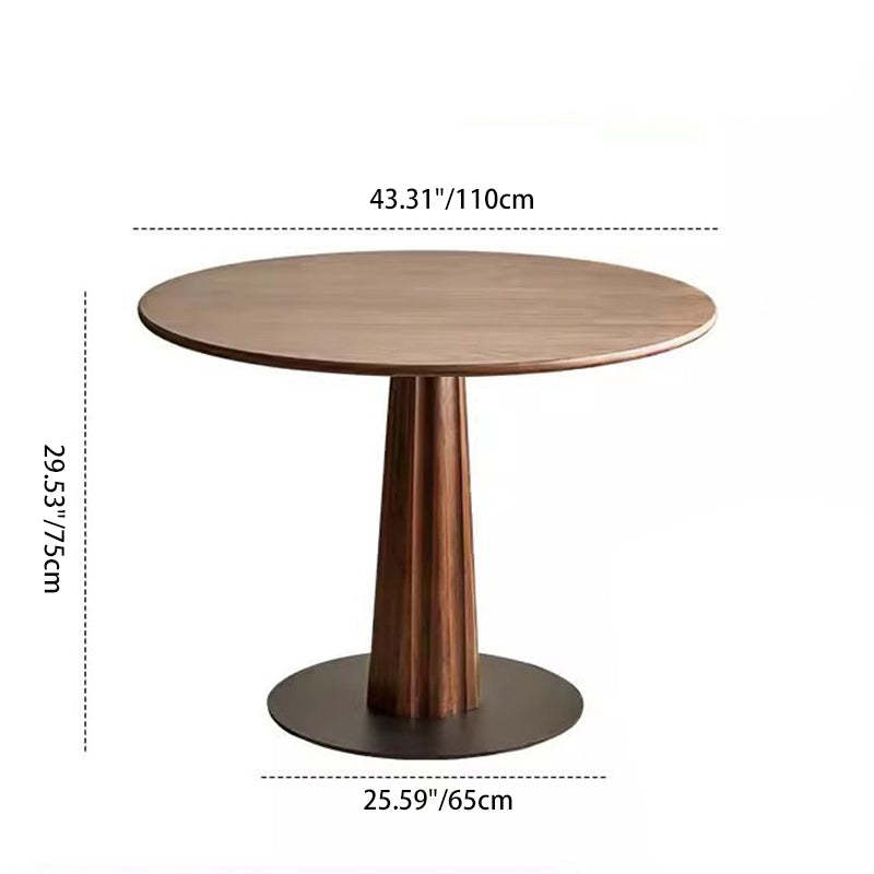 Retro Column Walnut Carbon Steel Dining Table for 2-11 — Walnut