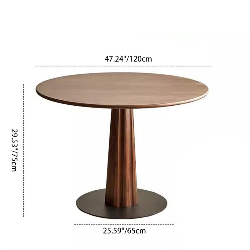 Retro Column Walnut Carbon Steel Dining Table for 2-11 — Cherry Wood
