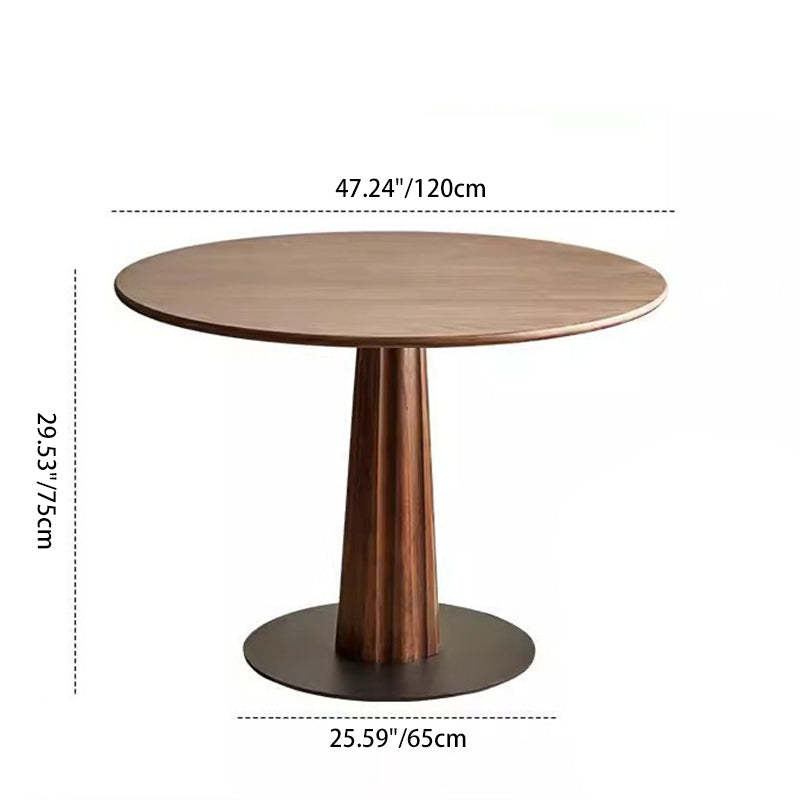 Retro Column Walnut Carbon Steel Dining Table for 2-11 — Cherry Wood