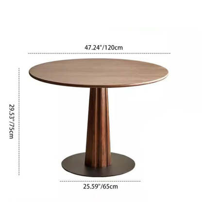 Retro Column Walnut Carbon Steel Dining Table for 2-11 — Cherry Wood