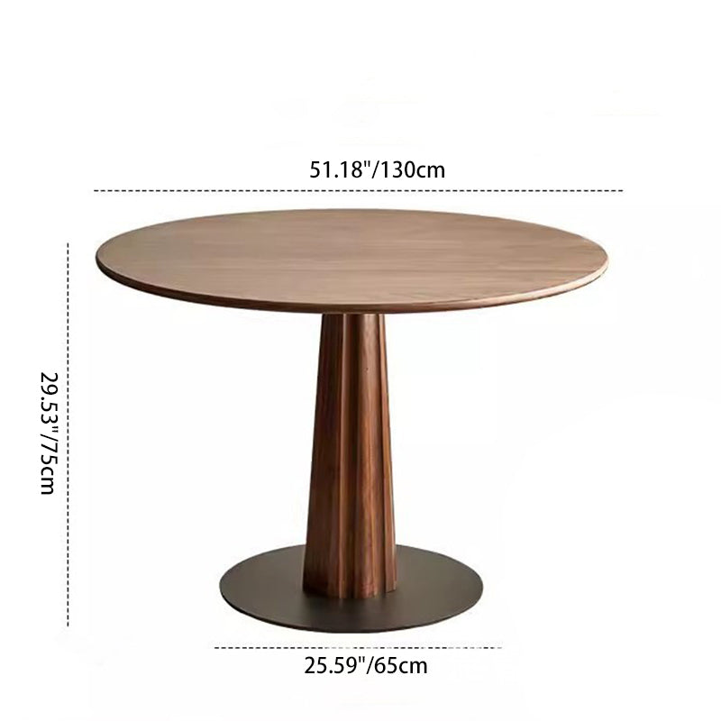 Retro Column Walnut Carbon Steel Dining Table for 2-11 — Oak