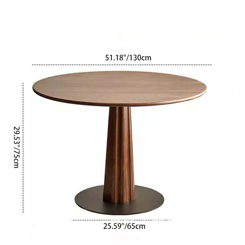 Retro Column Walnut Carbon Steel Dining Table for 2-11 — Oak