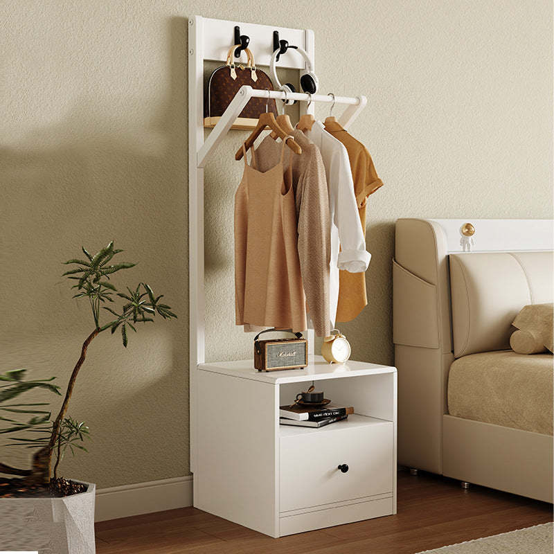 Minimalist solid 1-drawer white wood nightstands, Lighom — 19.69" L x 15.75" W x 66.93" H