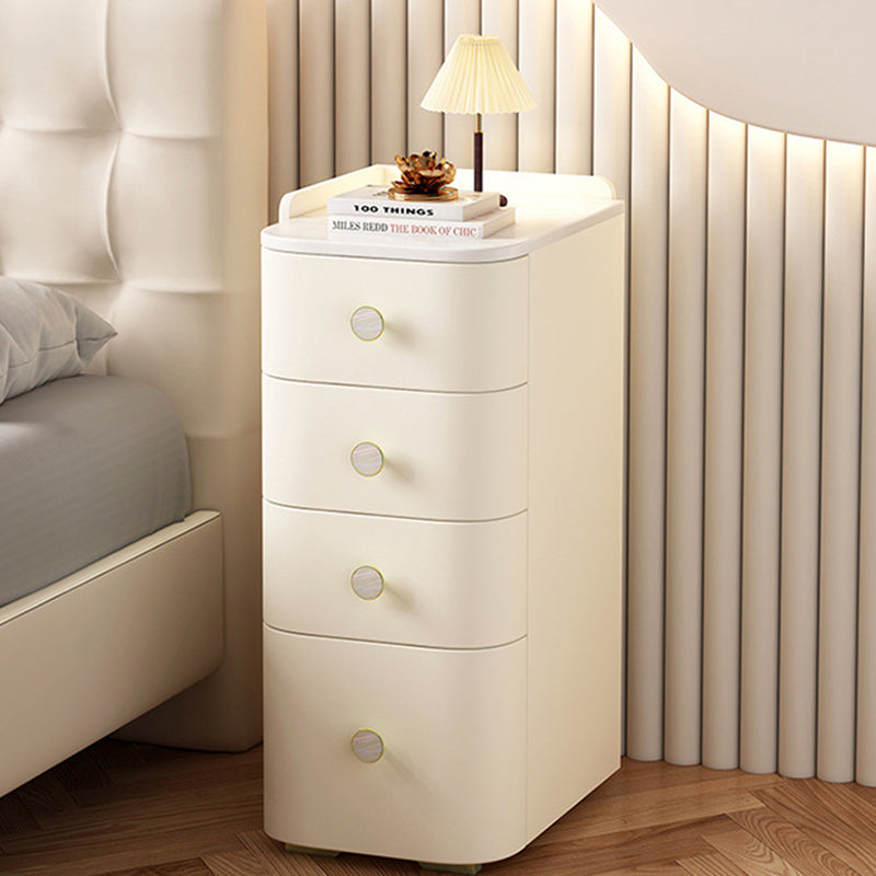 Minimalist Slab Wood Microfiber Leather Nightstand