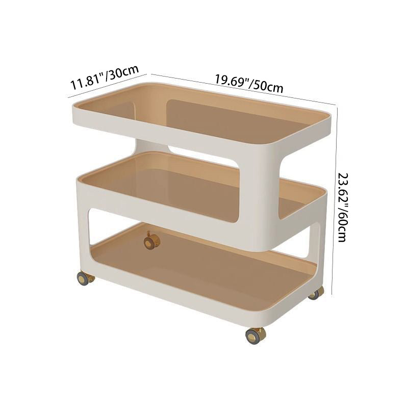 Nordic Glass Iron 3-Tier Movable End Table — Striped Glass / White