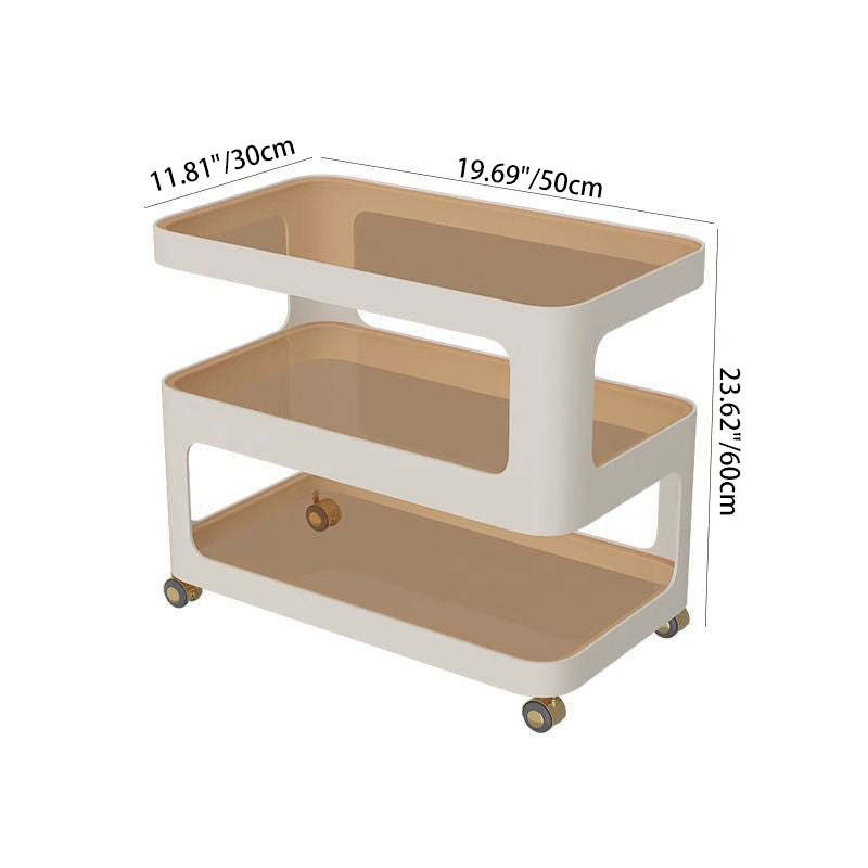 Nordic Glass Iron 3-Tier Movable End Table — Striped Glass / White