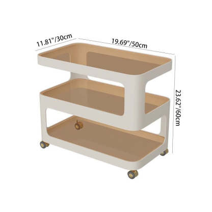 Nordic Glass Iron 3-Tier Movable End Table — Striped Glass / White