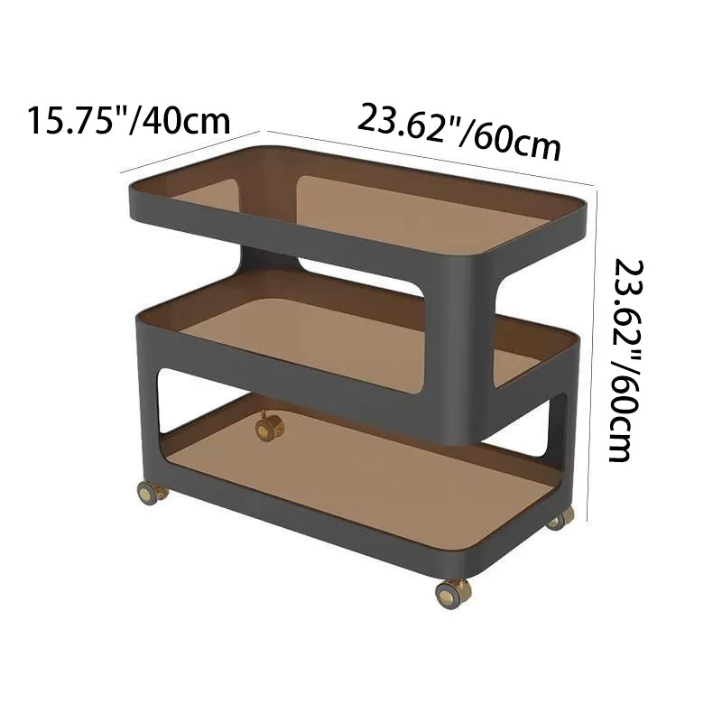 Nordic Glass Iron 3-Tier Movable End Table — Striped Glass / Black