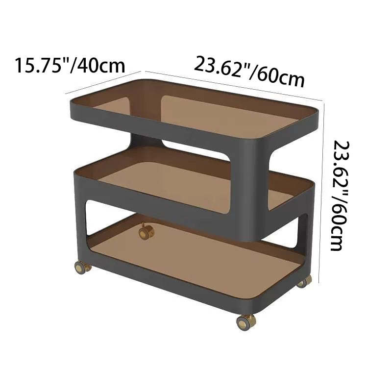 Nordic Glass Iron 3-Tier Movable End Table — Striped Glass / Black