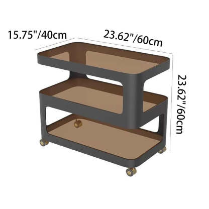 Nordic Glass Iron 3-Tier Movable End Table — Striped Glass / Black