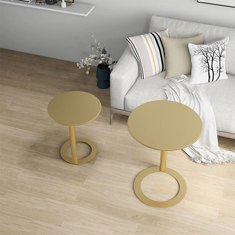 Scandinavian Iron O-Shape 2-Tier End Table — White