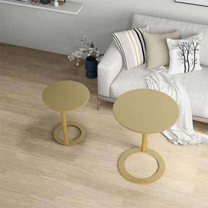 Scandinavian Iron O-Shape 2-Tier End Table — White