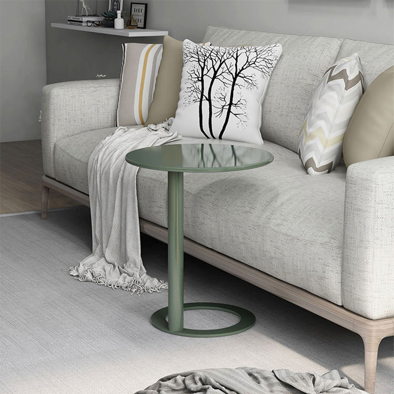 Scandinavian Iron O-Shape 2-Tier End Table — Beige