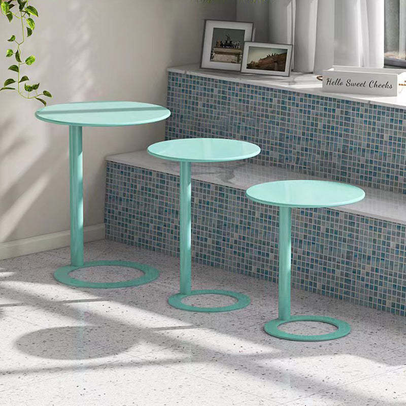 Scandinavian Iron O-Shape 2-Tier End Table — Klein Blue