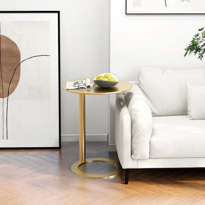 Scandinavian Iron O-Shape 2-Tier End Table