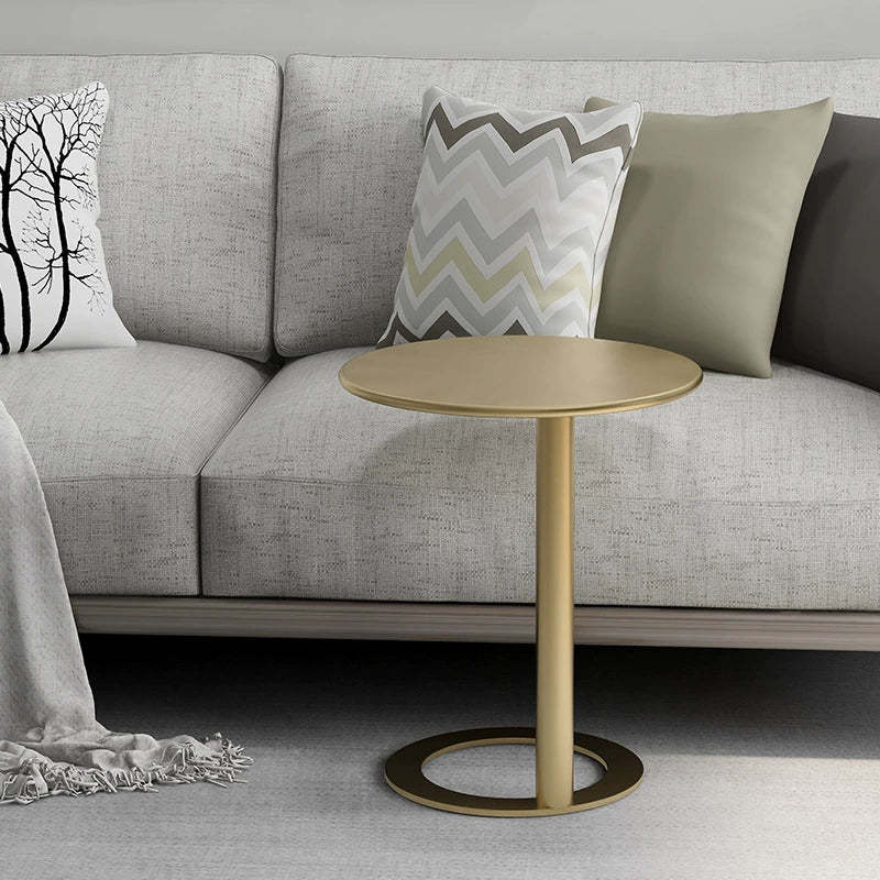 Scandinavian Iron O-Shape 2-Tier End Table — Beige