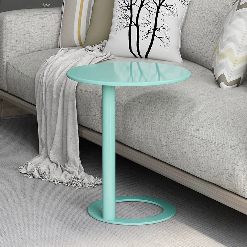 Scandinavian Iron O-Shape 2-Tier End Table — Red