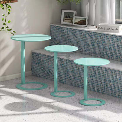 Scandinavian Iron O-Shape 2-Tier End Table — Black