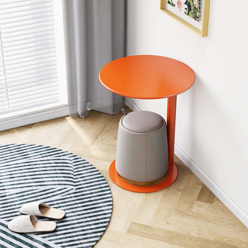 Scandinavian Iron O-Shape 2-Tier End Table — Orange
