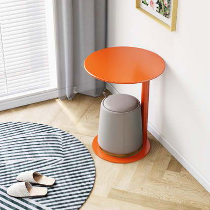 Scandinavian Iron O-Shape 2-Tier End Table — Orange