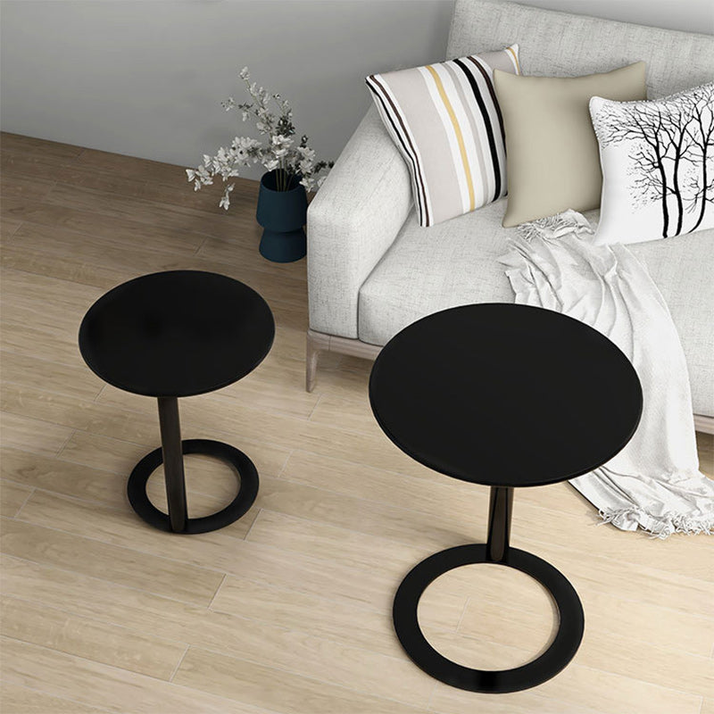 Scandinavian Iron O-Shape 2-Tier End Table — Beige